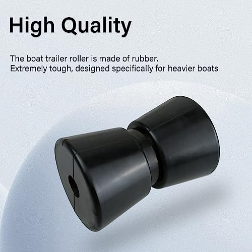 Heavy Duty Boat Trailer Keel Roller Fits 5-Inch Wide Bracket - Black Rubber