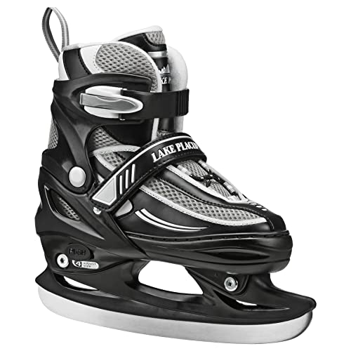 Adjustable Youth Ice Skates for Kids - Black/White, Medium Size