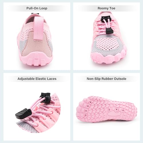 Kids Water Shoes with Adjustable Laces - Pink, Size 13 Little Kid