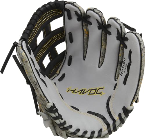 Youth Baseball Glove Easton Havoc Left Hand Throw 11" Grey Black Yellow Pro Web