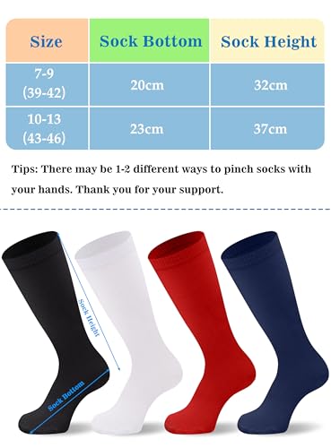 Duufin 8 Pairs Youth Men Women Football Socks Black Size 10-13 Sports Athletic Crew Socks