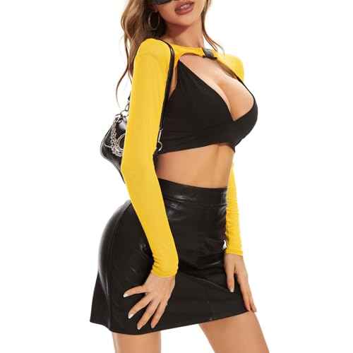 Century Star Mesh Crop Tops for Women See Through Shrug Long Sleeve Open Front Fishnet Cover Up Sexy Rave Outfits Sheer