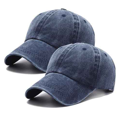 PFFY 2 Packs Vintage Washed Distressed Baseball Cap Golf Dad Hat for Men Women