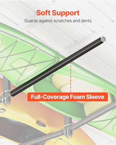 Heavy Duty Black Ceiling Kayak Storage Rack for 2 Kayaks - Adjustable Garage Mount