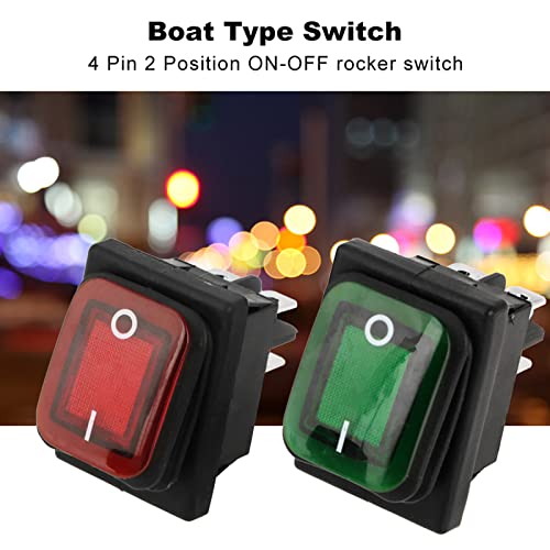 4 Pcs Marine Rocker Light Switch 4-Pin 2-Position ON/OFF with Indicator 220V