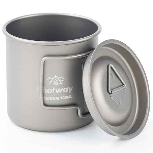 Camping Titanium Mugs Cups 300ml Camp Coffee Mug with Lid - Ultralight Backpacking Camp Cup for Hiking Backpacking Camping Open Fire