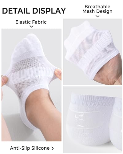 Kids Socks Boys Girls Athletic Cotton Ankle No Show Socks 9-12 Years - White
