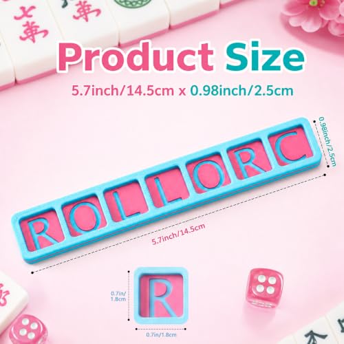 Mahjong Charleston Tracker with Die - Blue and Pink, Portable Mahjong Tool for Card Passing Sequence - Variation 1