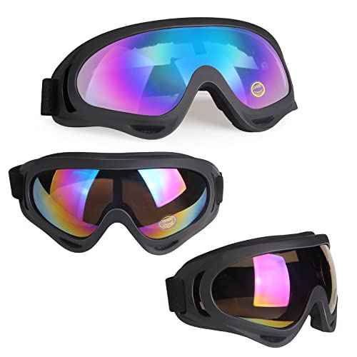 Motorcycle Goggles 2 Pack, Dirt Bike ATV Goggles Motocross Riding Racing Eyewear Off-Road MX Bike & Ski Goggles UV400 Anti-Fog Impact-Resistant Dustproof Goggle for Adult Youth Kids