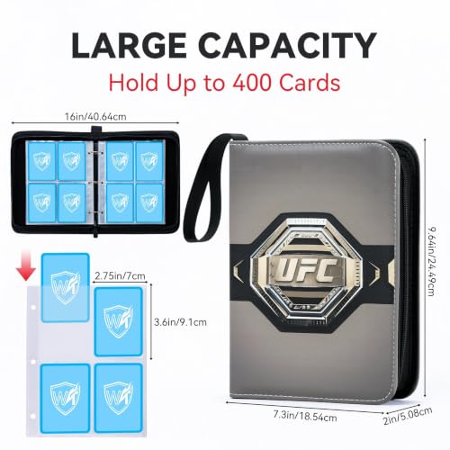 Combat-400 Sports Card Binder - 400 Pocket Waterproof PU Storage Album