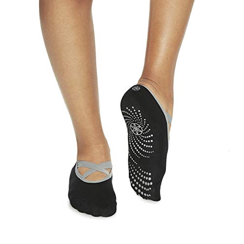 Gaiam Grippy Yoga Socks - Classic Black & Grey 2-Pack for Studio Practice