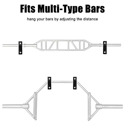 Luwint Wall Mounted Horizontal Barbell Holder - 2 Pairs, Heavy Duty Steel, Rubber Coated, Fits Olympic & Standard Bars - Variation B.1