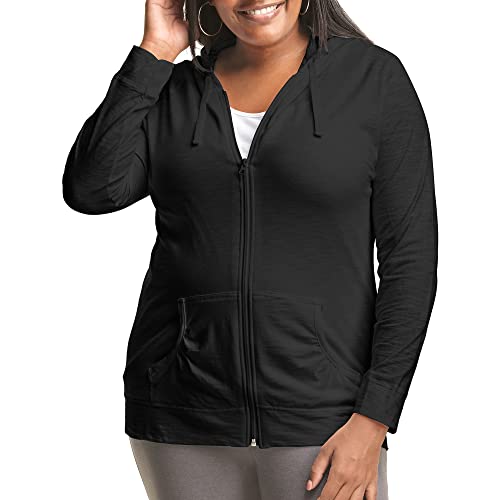 Just My Size Women's Full Zip Jersey Hoodie Black 24
