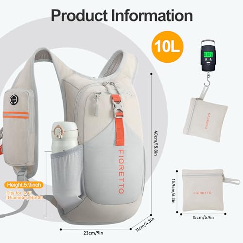 Lightweight 10L Hiking Backpack for Men and Women - Foldable Daypack Beige