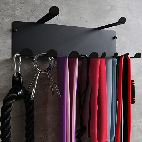 Wall Mount Resistance Bands Rack for Home Gym Storage - Black 16.5"