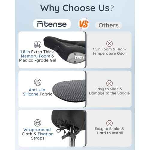 Bike Seat Cushion, Comfort Bike Seat Cover for Men Women, Exercise Bicycle Seat Cushion Padded Cover Compatible with Peloton, Mountain Stationary Bikes