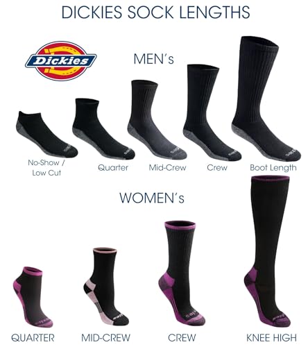 Dickies Men's Dri-Tech Moisture Control Max Crew Socks - Charcoal, Medium, 6 Pairs