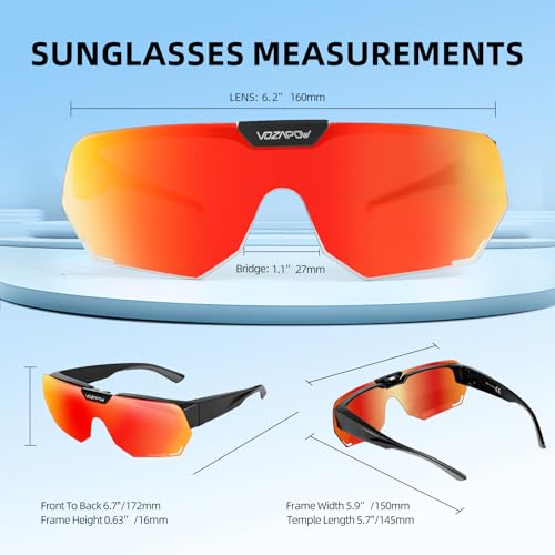 Polarized Over Glasses Sunglasses for Men Women UV Protection XL - Red 01