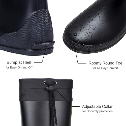 Asgard Women's Mid Calf Rain Boots - Lightweight Gardening Shoes, Black, 8-8.5 / 9.8" Shaft