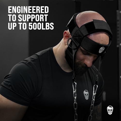Gymreapers Neck Harness Weight Lifting - Black, Adjustable Stainless Steel Chain