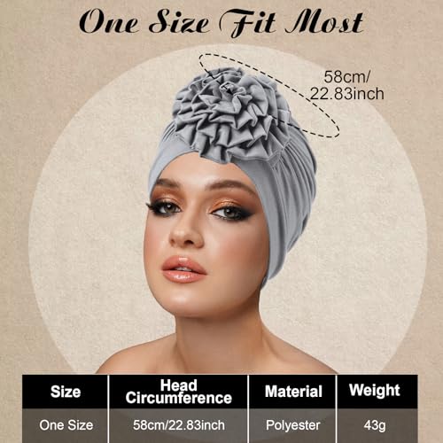 JenPen 4 Pcs Chemo Turban Headwear for Women Soft Cancer Cap Flower Turban Elastic Head Wrap for Cancer Patients Hair Loss