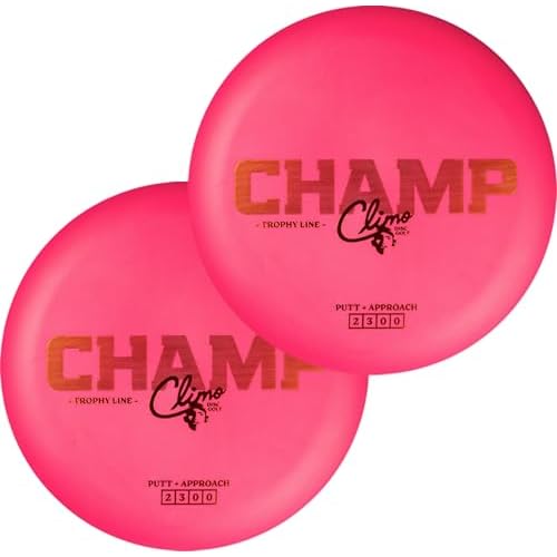 Climo Disc Golf Champ Putter 2-Pack - Trophy Line Plastic - 173+ Grams - White, Black, or Pink ? Matching Putters ? Ken Climo 12X World Champion