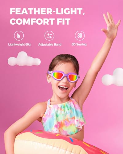 OMID Kids Swim Goggles - A2 Purple Frame Red Lens for Ages 6-14