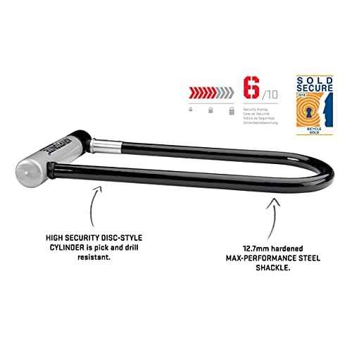 Kryptonite Kryptolok Bike U-Lock, Heavy Duty Anti-Theft Bicycle Lock Sold Secure Gold, 12.7mm Long Shackle with Mounting Bracket and Keys, Ultimate Security Lock for Bicycles E-Bikes Scooters