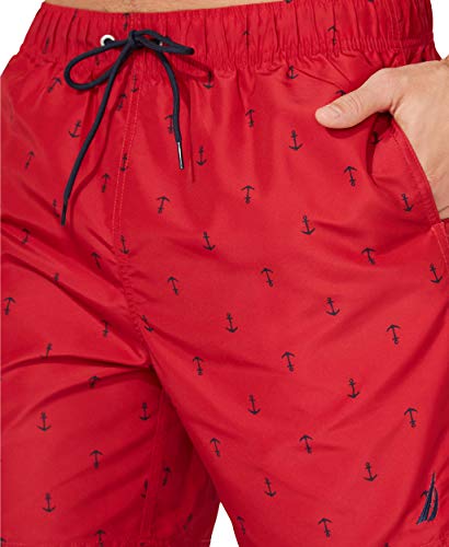 Men's Quick Dry Anchor Print Swim Trunks - X-Large Racer Red