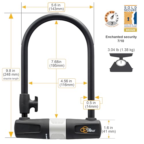 Heavy Duty Bike U Lock with 6FT Cable - Secure Bicycle Lock with Mounting Bracket