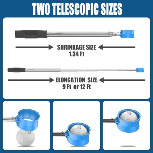 12Ft Telescopic Golf Ball Retriever Water Ball Picker Upper Blue
