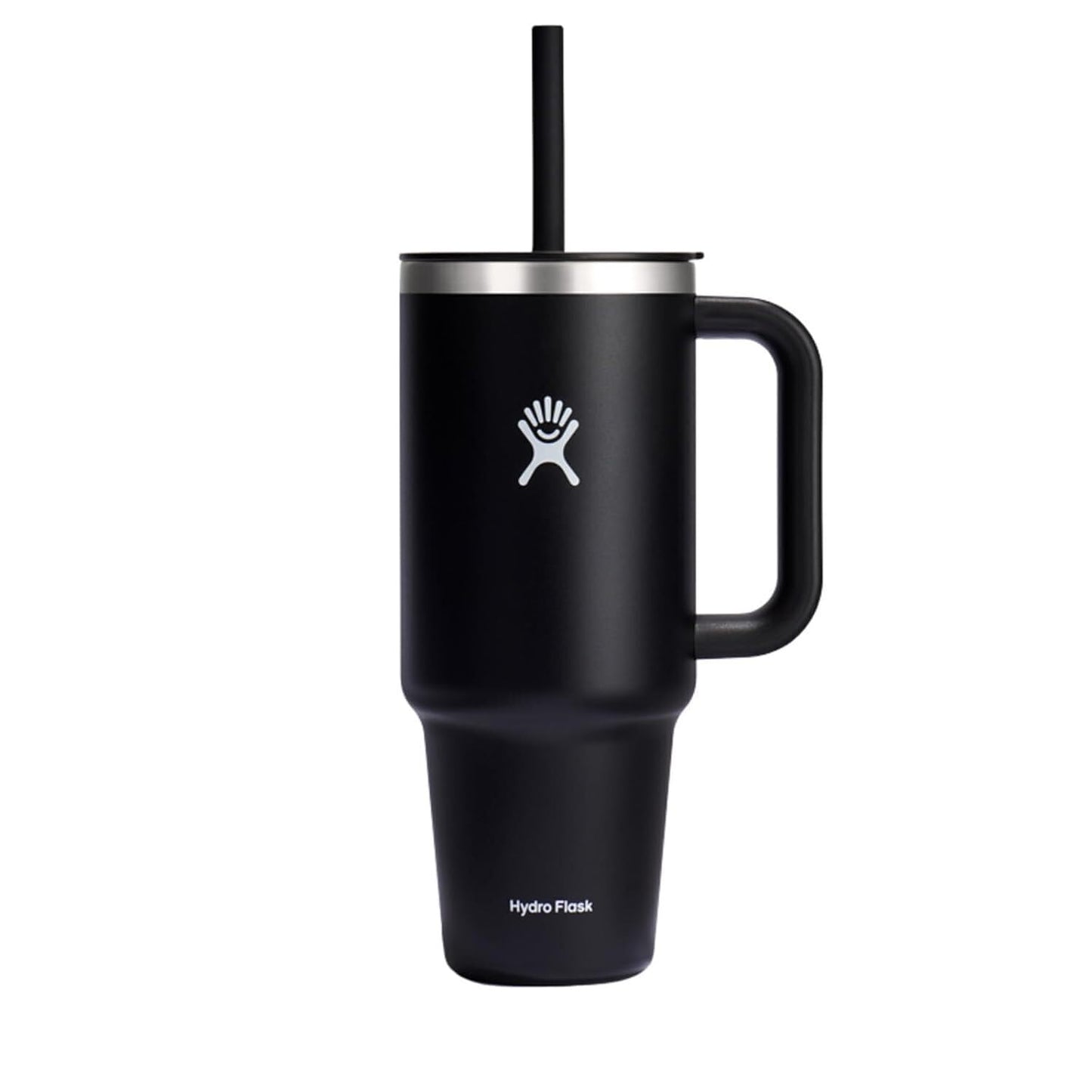 Hydro Flask 40 Oz Travel Tumbler with Handle, Lid and Straw - Insulated Stainless Steel in Black