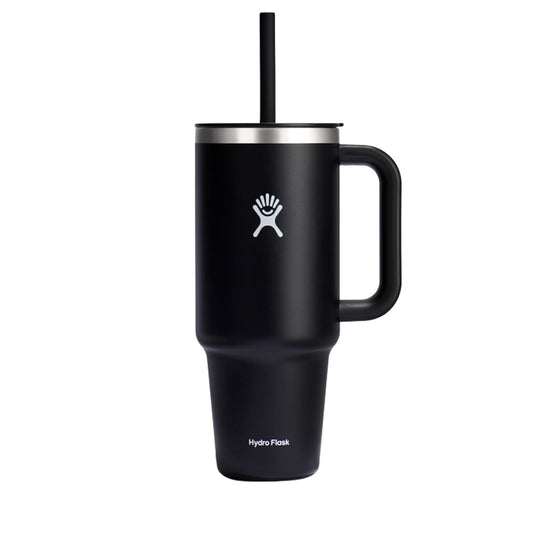 Hydro Flask 40 Oz Travel Tumbler with Handle, Lid and Straw - Insulated Stainless Steel in Black