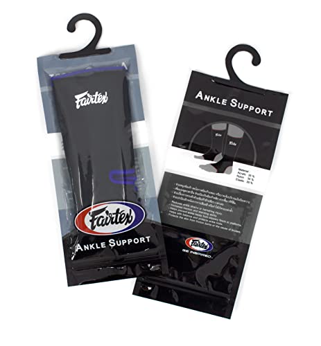 Fairtex AS1 Elastic Ankle Guard Black Blue Small-Medium - Muay Thai Kickboxing Support