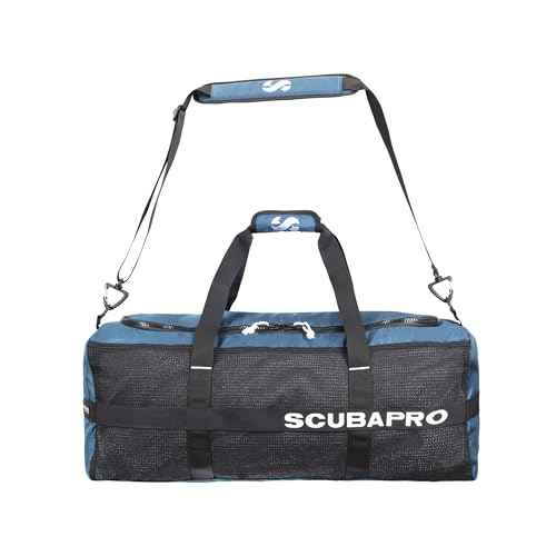 SCUBAPRO Sport 95 Mesh Dive Bag with Double Duffel Straps and Adjustable Shoulder Strap for Scuba Diving Gear, Denim Blue Color Fabric
