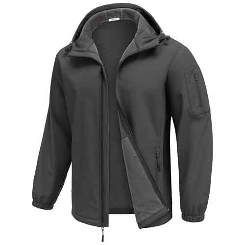 COOFANDY Men's Hooded Softshell Jacket Waterproof Fleece Lined Windbreaker Lightweight Outdoor Hiking Jacket
