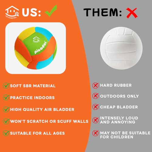 Soft Indoor Volleyball for Kids and Beginners - Safe, Silent, Vibrant Colors