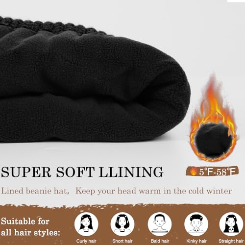 Winter Fleece Lined Beanie Hat for Men Women, Unisex Fashion Thermal Cuffed Knit Skullcap Warm Winter Hat