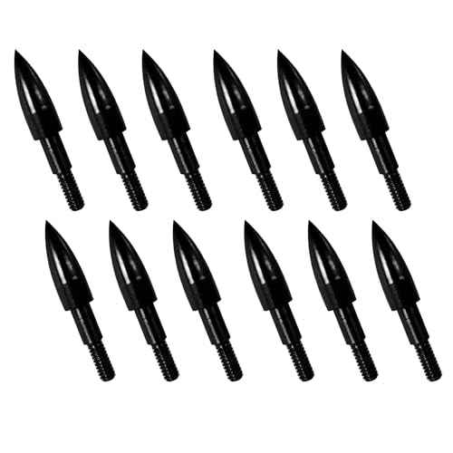 12pcs Archery Arrow Tips 100/125/150/200 Grain Field Tips 5/16 Inch Screw in Bullet Points , Archery Target Crossbow Practice Tip for Arrow Recurve Bow Compound Bow, Hunting Bow Arrow Target Practice
