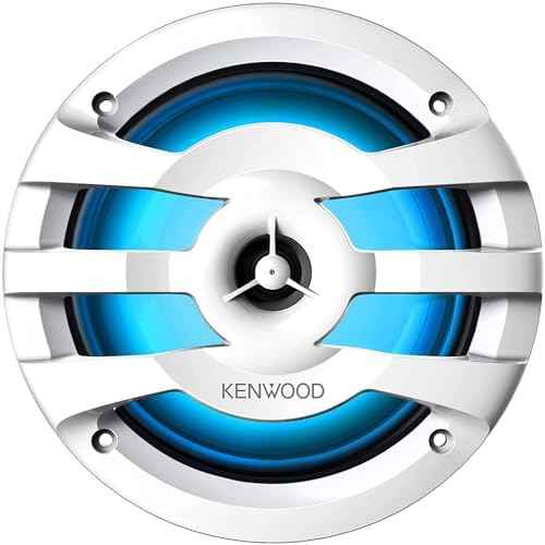 Kenwood KFC-1673MRWL 6-1/2" 2-Way Marine Speakers with Grilles (Pair) | Built-in LED Lights (White)