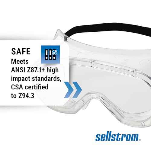 Sellstrom Anti Fog Non-Vented Safety Goggles - Clear Body Clear Lens ? Protects from Chemical Splash, Dust, Smoke