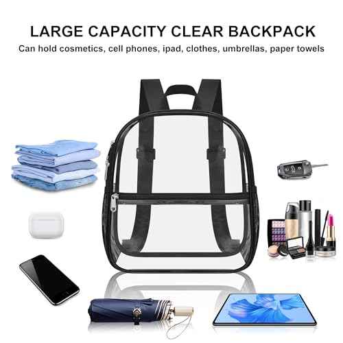 Oraben Clear Backpack Stadium Approved 12X11x6, Waterproof Clear Bag Stadium Backpack for Concert Work Sport Event