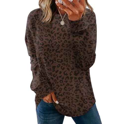 WIHOLL Sweatshirt for Women Crewneck Long Sleeve Shirts Curved Hem Lightweight Sweaters Fall Clothes 2025