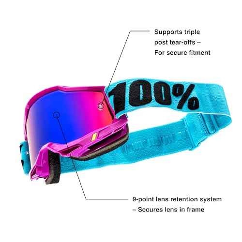 100% Accuri 2 Goggles - Eyewear for Motocross & Mountain Biking - Goggles for Dirt Bikes, Motorcycles & Bike Sports