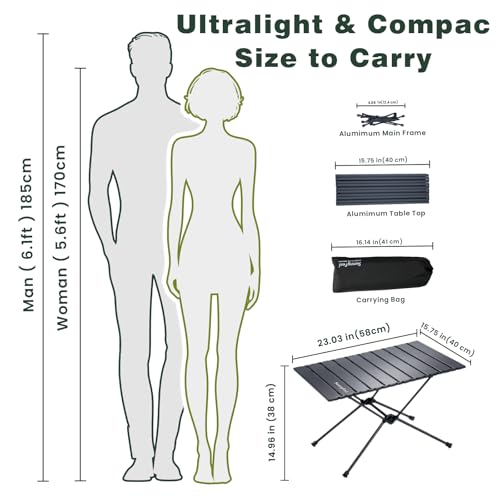 Portable Camping Side Table - Folding Lightweight Beach Table 23 Inch Medium