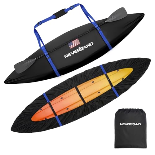 Waterproof Kayak Cover for 9.3-10.5 ft Kayaks - Black, Heavy-Duty Outdoor Storage