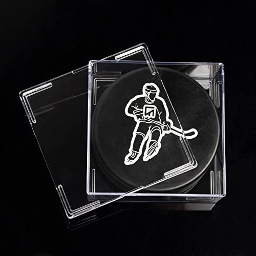 Cube Square Hockey Puck Display Cases - 6-Count Clear Box Set, 2-Piece Snap Design