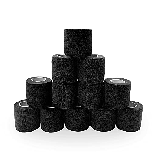 Self Adhesive Bandage Wrap 2 Inch x 5 Yards Black - Medical, Sports & Pet Vet Wrap