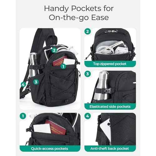 BAGSMART Small Crossbody Sling Bag, Crossbody Daypack, Chest Shoulder Bag Hiking Small Backpack for Casual Travel Sport