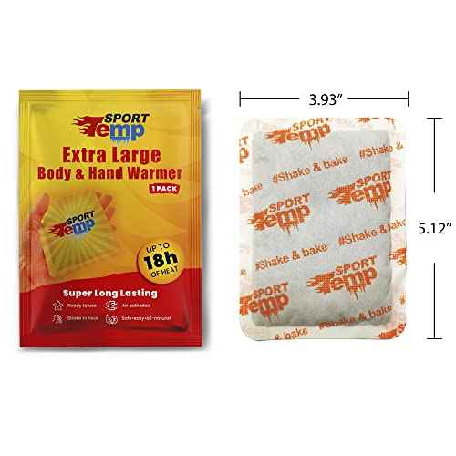 Large Hand & Body Warmers - Up to 18 Hours of Heat, Super Long Lasting - Easy, All Natural - Air Activated, for Body, Hands & Toes - Odorless Hot Hand Warmer - Sport Temp